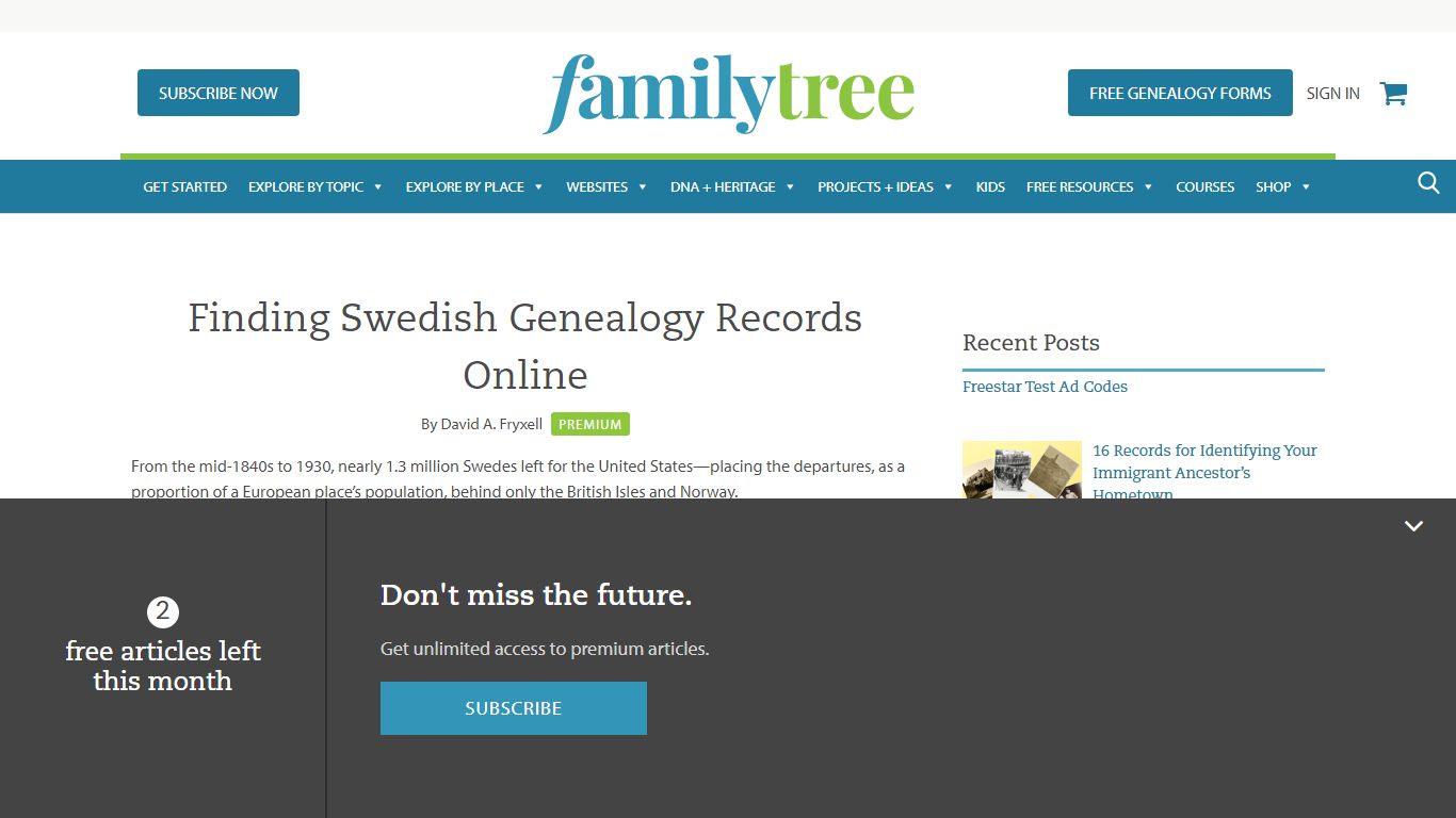 Finding Swedish Genealogy Records Online