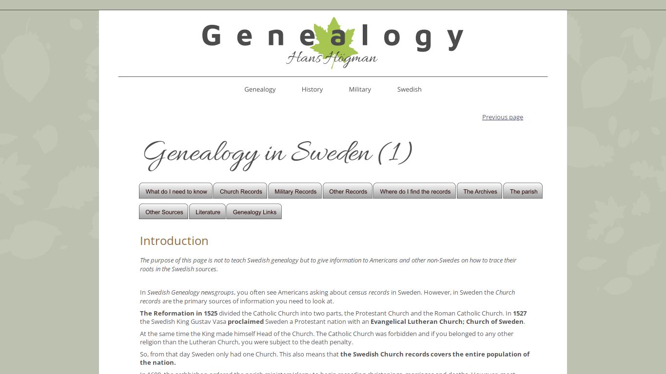 Swedish Genealogy - Hans Högman