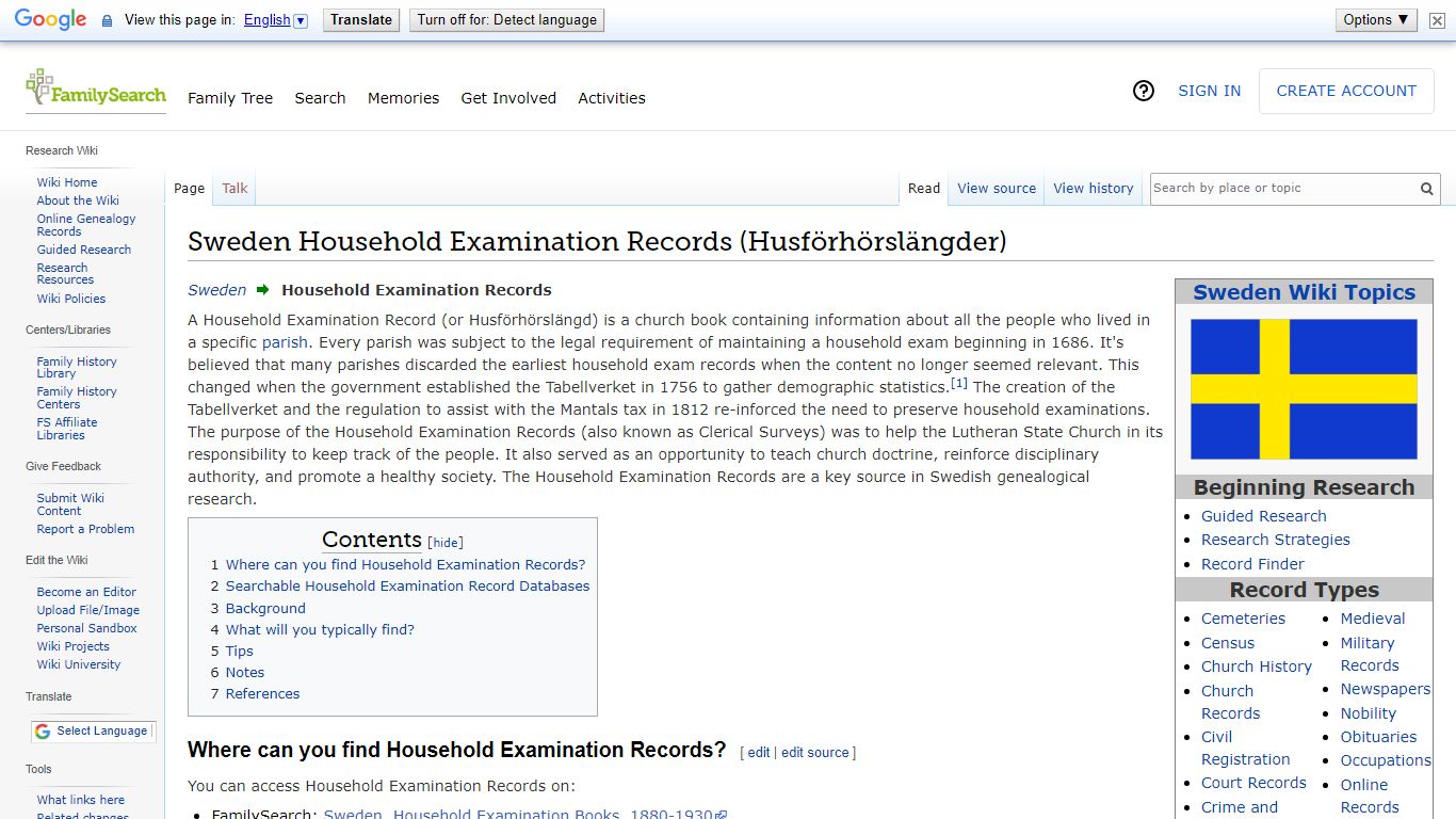 Sweden Household Examination Records (Husförhörslängder ...